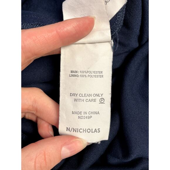 NICHOLAS Off The Shoulder Knot Front Evening Gown Dress Navy Blue 8 $565 - Picture 8 of 10